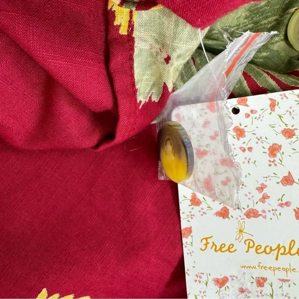 NEW Free People Maroon Combo Hawaiian Print Malibu Romper S